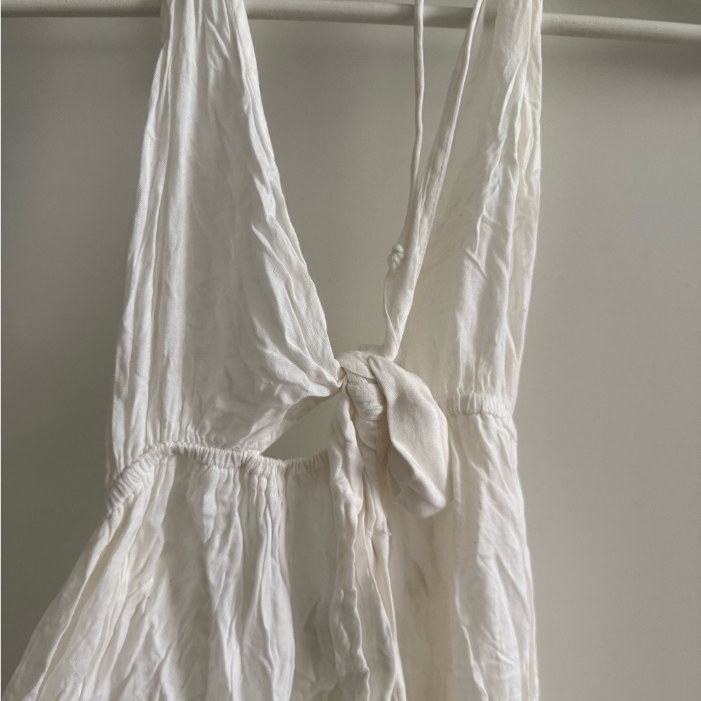 White Sleeveless Tie-Front dress - beach dress